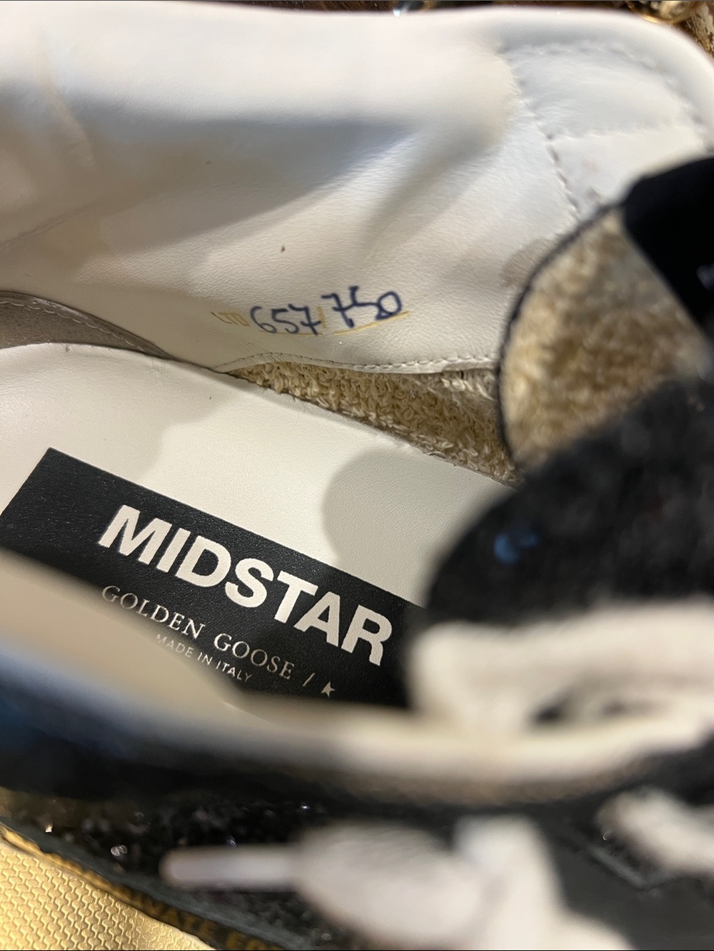 Golden Goose Black Glitter Suede Low-Top Sneakers with White Laces:Size 40 - Picture 7 of 12